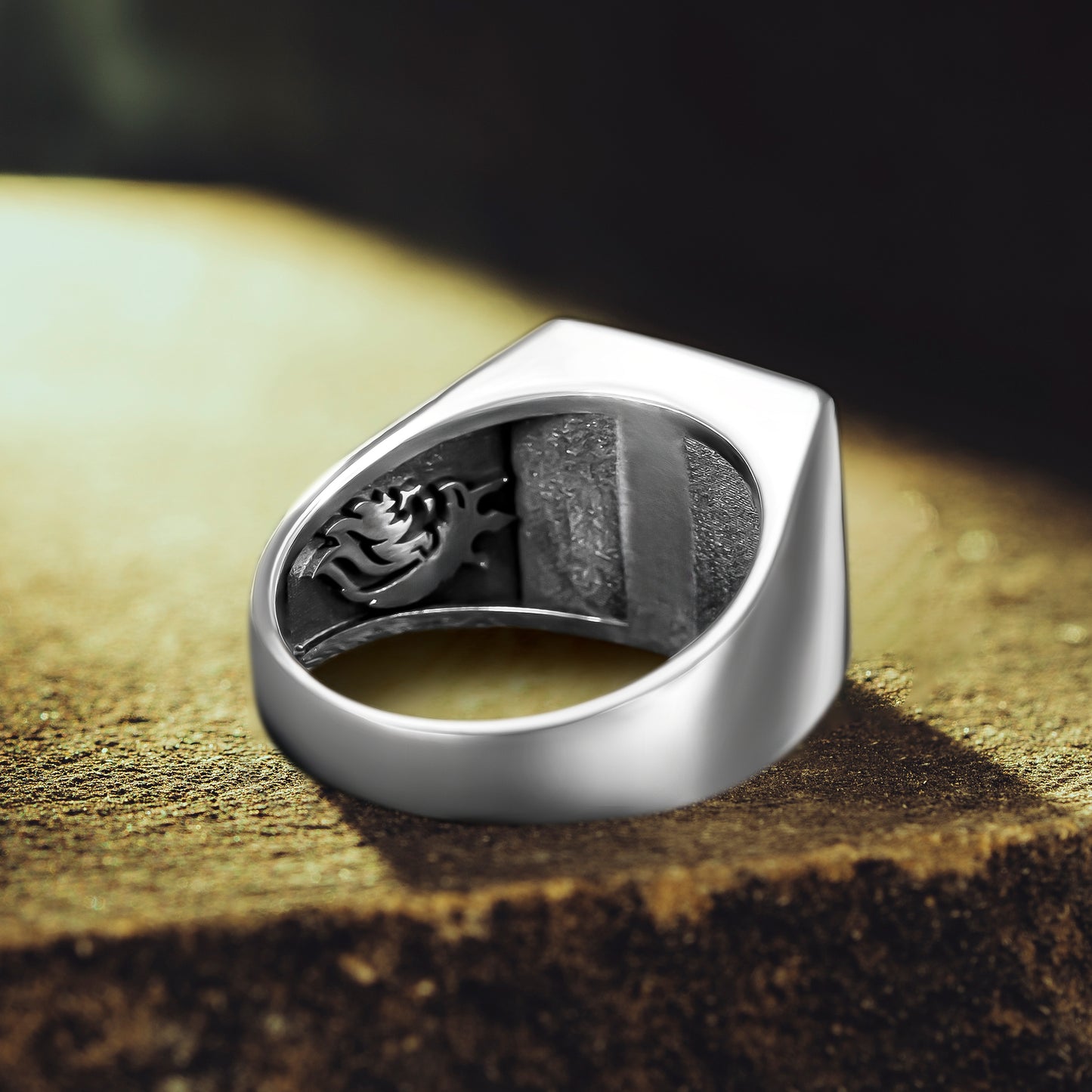 925 Sterling Silver Square Brown Tiger's Eye Stone Men's Ring