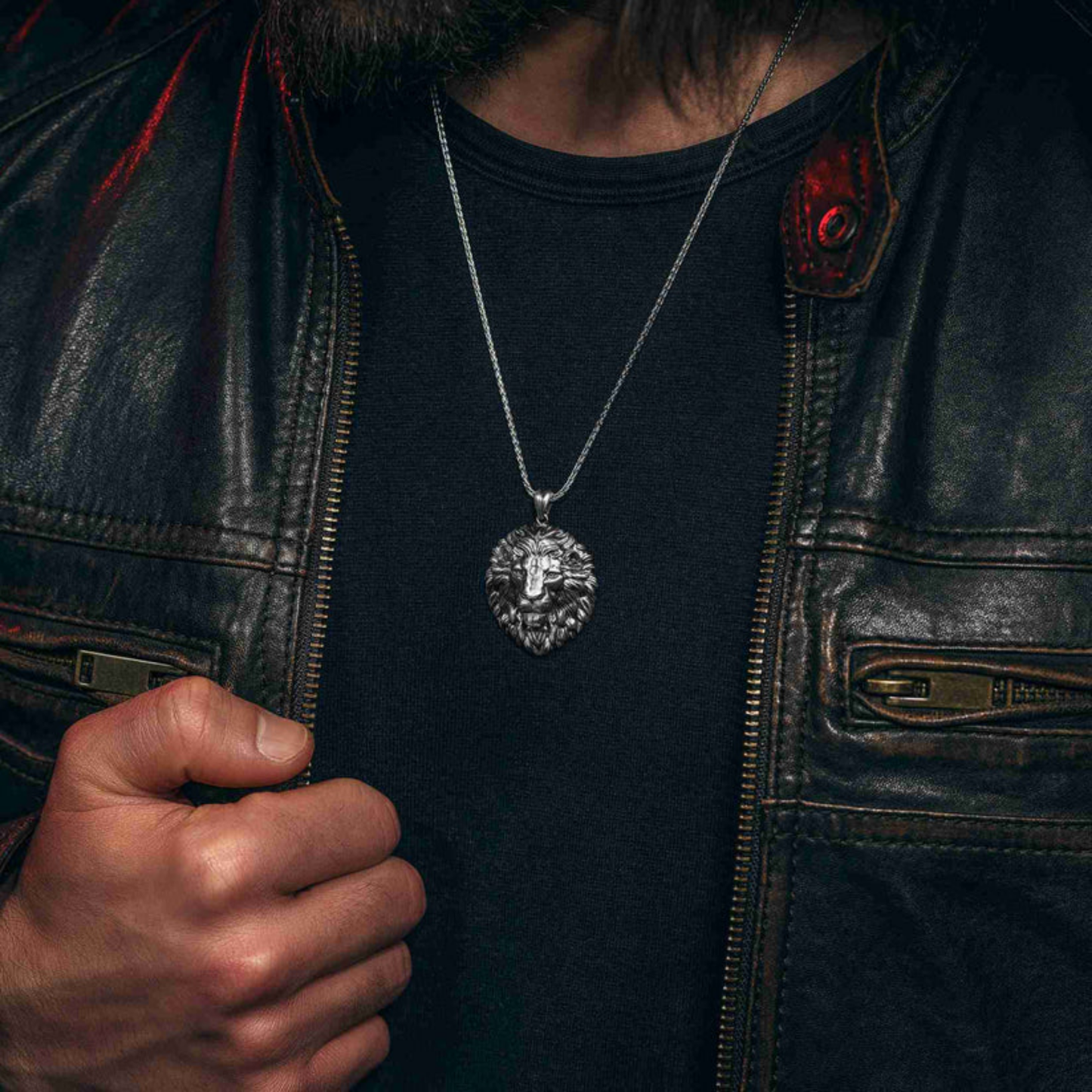 925 Ayar Gümüş Aslan Erkek Kolye