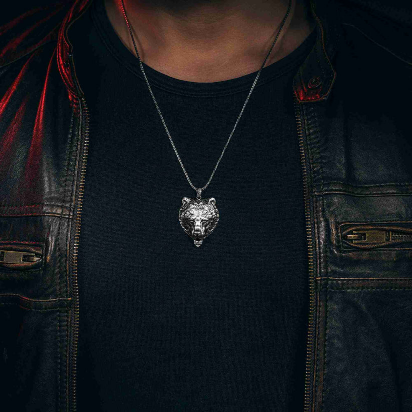 925 Ayar Gümüş Ayı Erkek Kolye