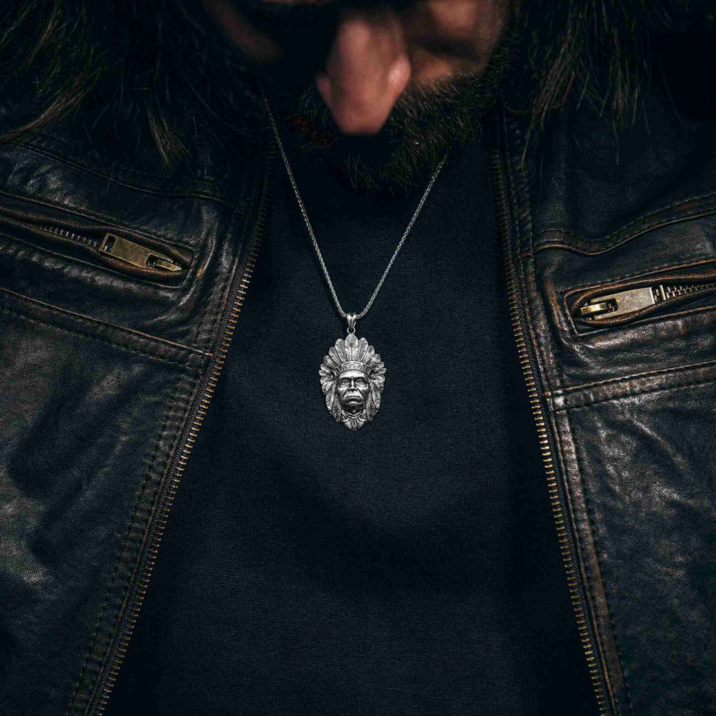 925 Ayar Gümüş Kızılderili Erkek Kolye