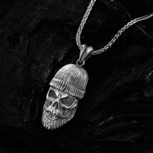 925 Ayar Gümüş Art Kafatası Erkek Kolye