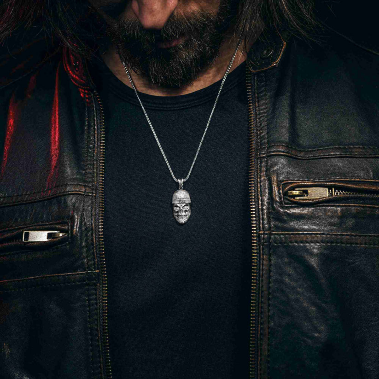 925 Ayar Gümüş Art Kafatası Erkek Kolye