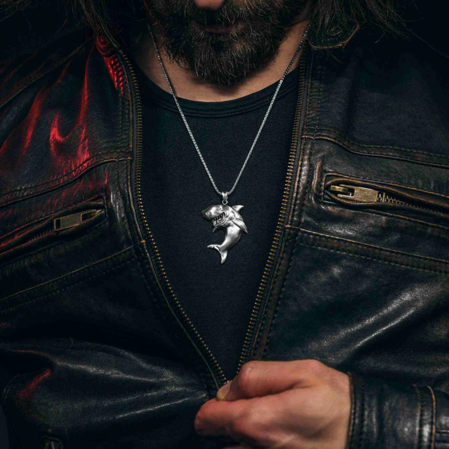 925 Ayar Gümüş Köpekbalığı Erkek Kolye