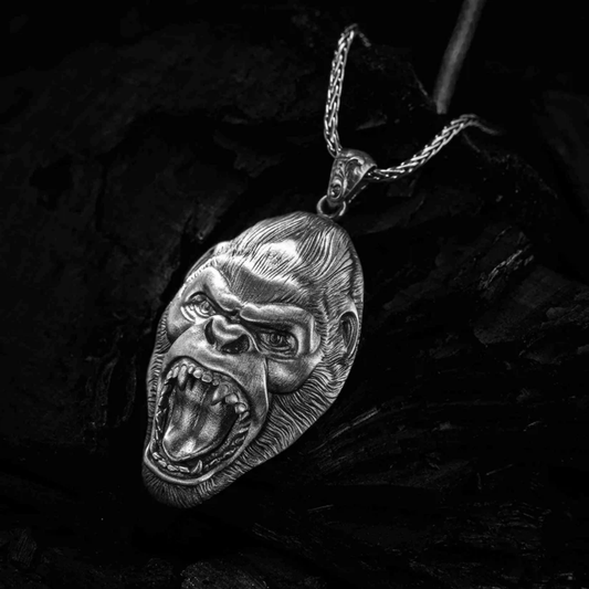 925 Ayar Gümüş Goril Erkek Kolye