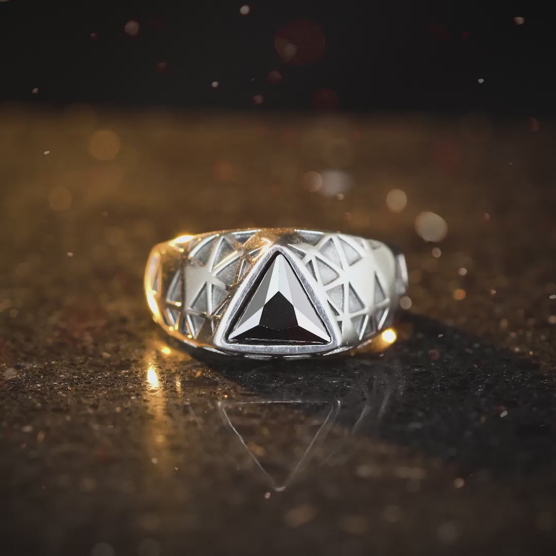アクセサリー Vintage Silver Triangle Stone Ring 925 STERLING SILVER TRIANGLE SHAPE BLUE STONE RING 925 VINTAGE